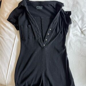 Urban Outfitters Black Button-Front Bodysuit